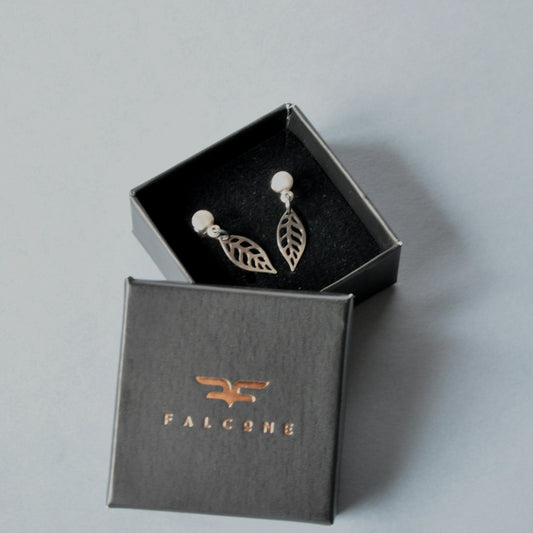 Small silver stud earrings 'Silver Leaves'
