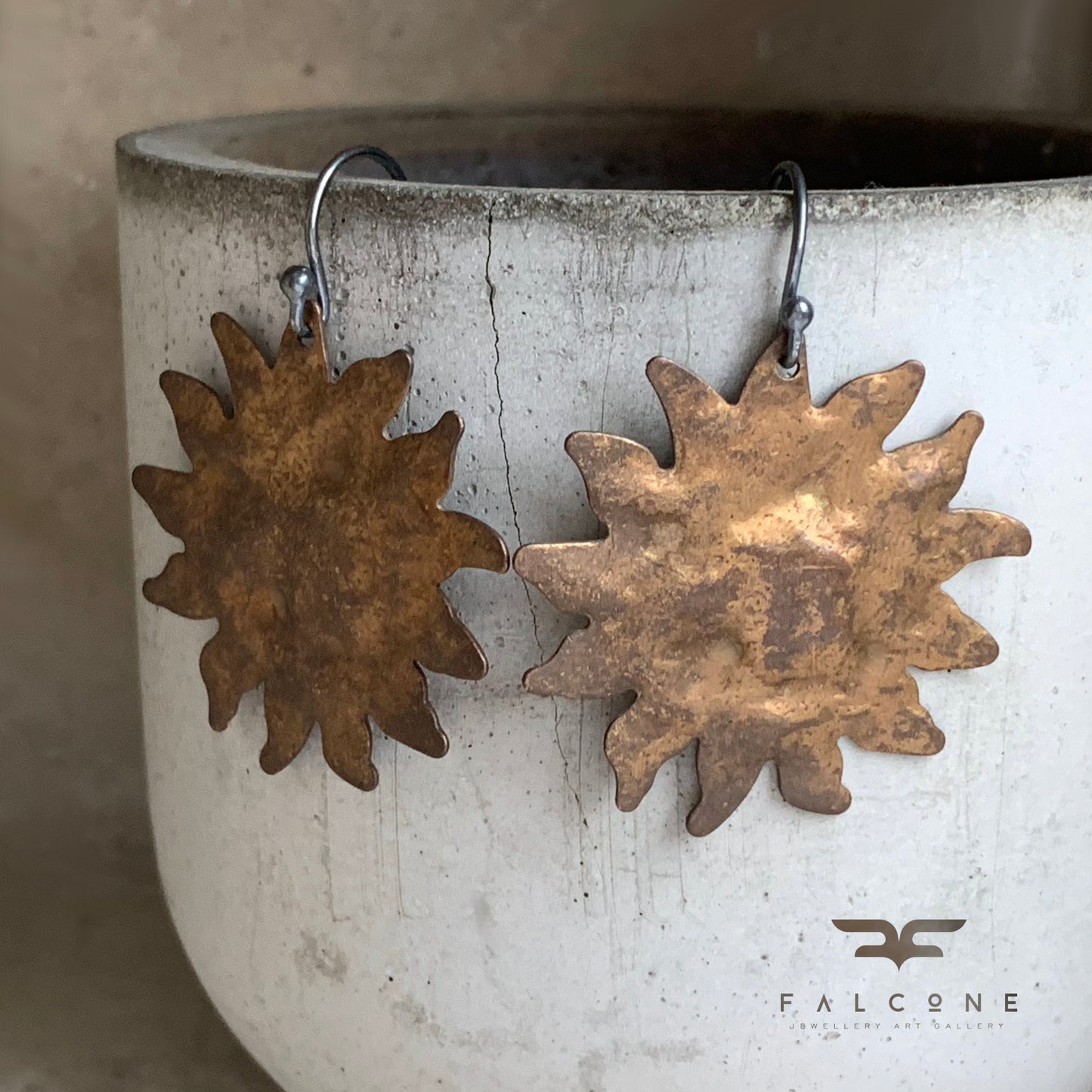 Pendientes de latón y plata de ley 'Sol sobre Venecia'