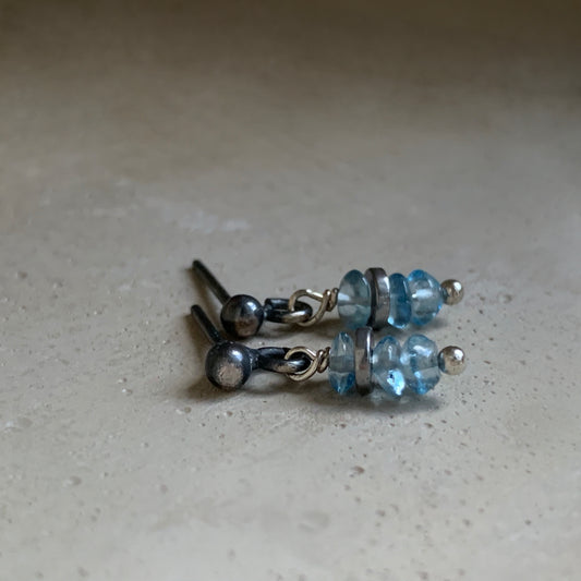 Sterling Silver Earrings with Gemstones 'Blue Topaz'