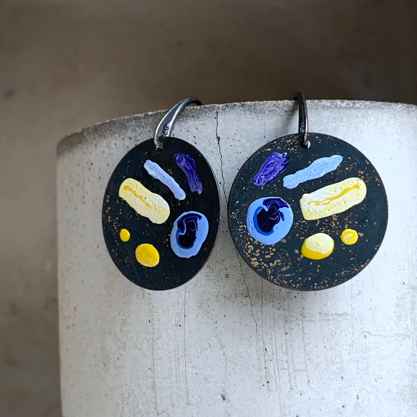 Unique brass & silver earrings 'Life on the Reef'