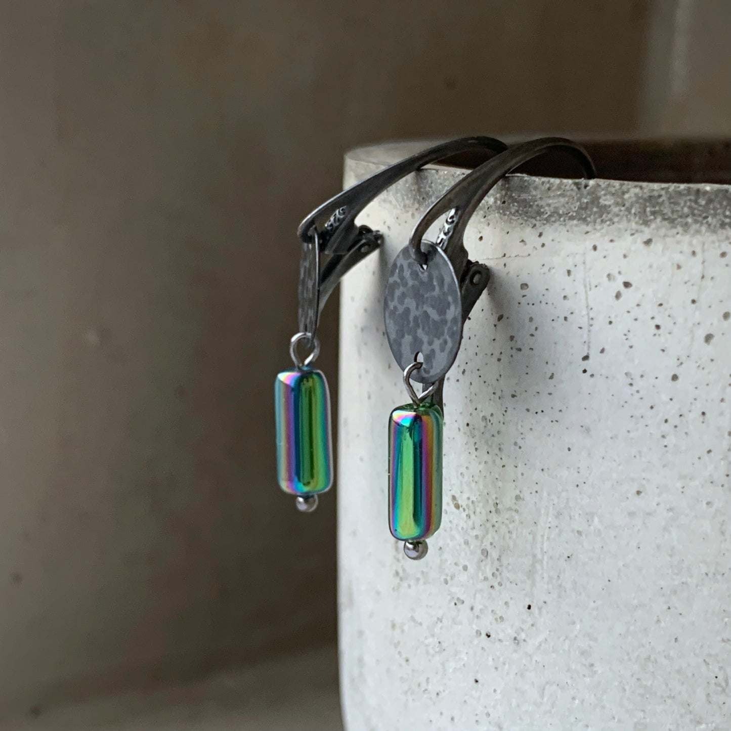 Earrings from silver and glass 'Elves'