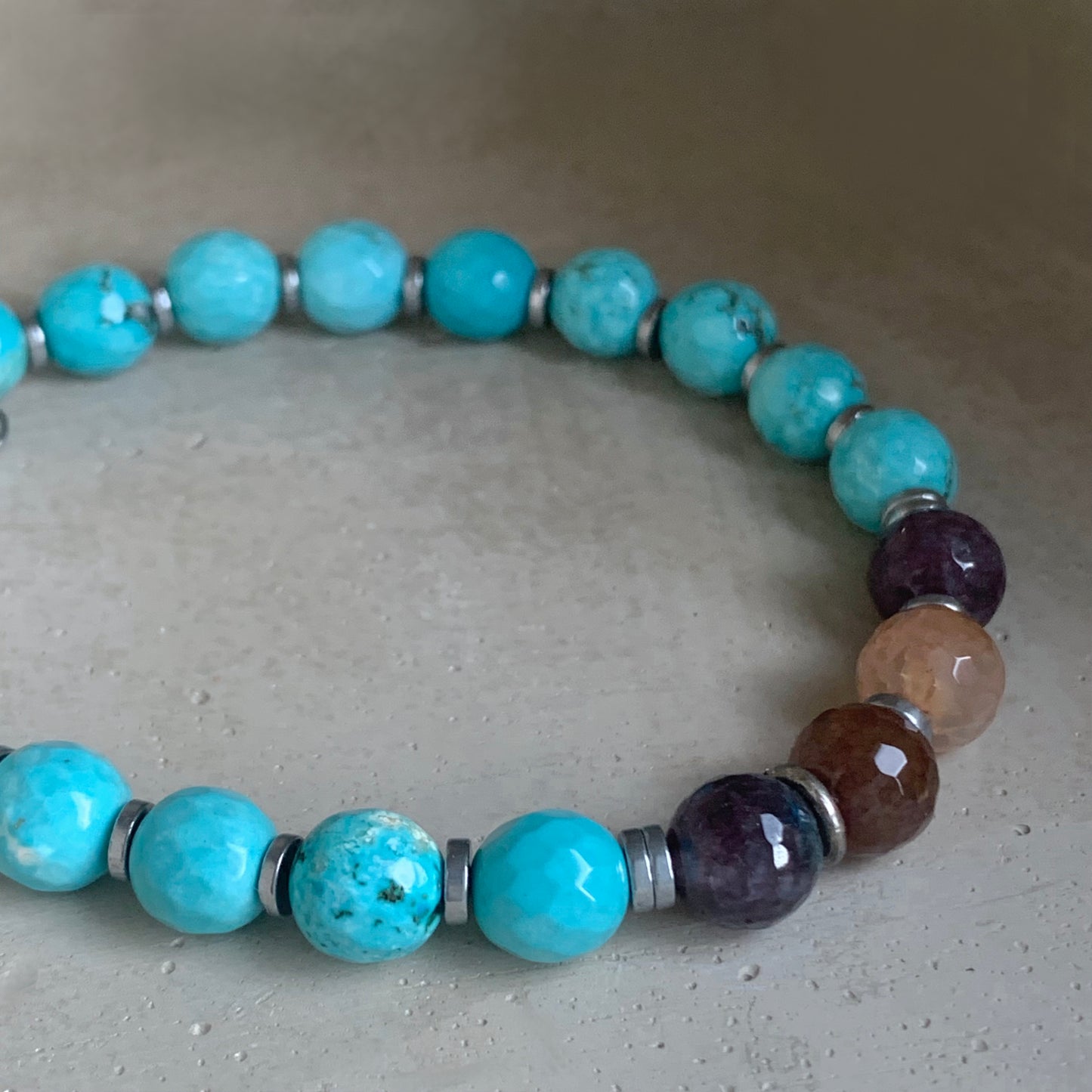 Bracelet of Gemstones and Silver 'Turquoise and Agate'