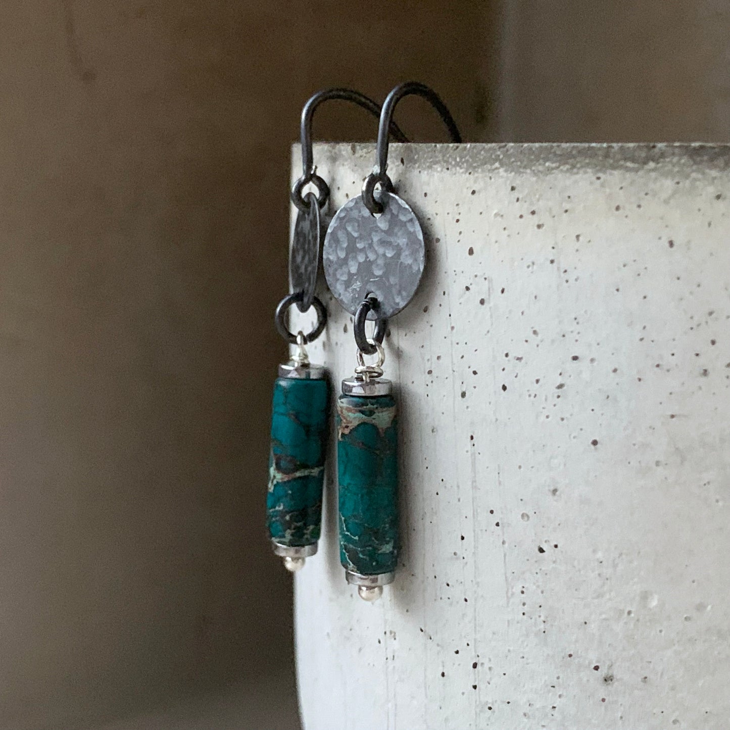 Silver earrings with imperial jasper 'Forest'