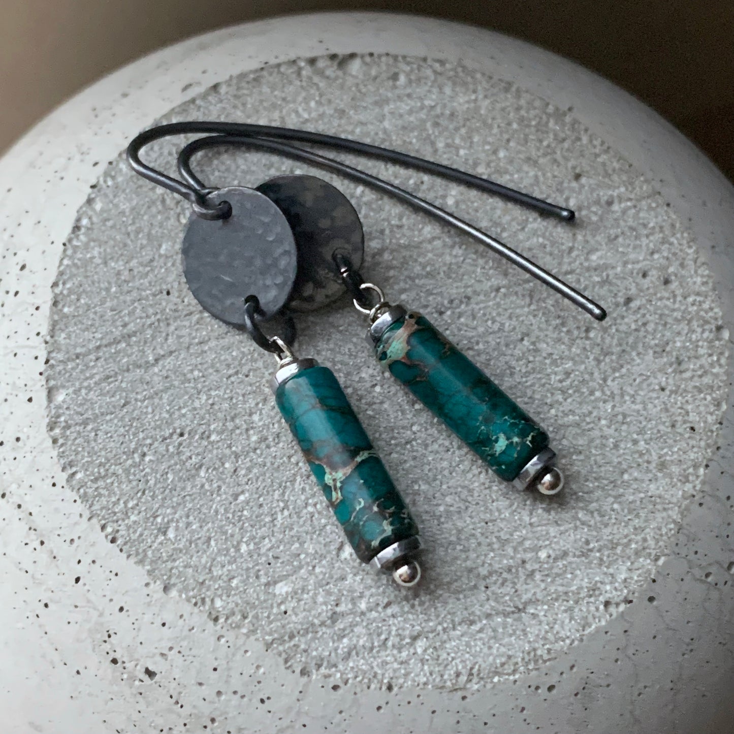 Silver earrings with imperial jasper 'Forest'