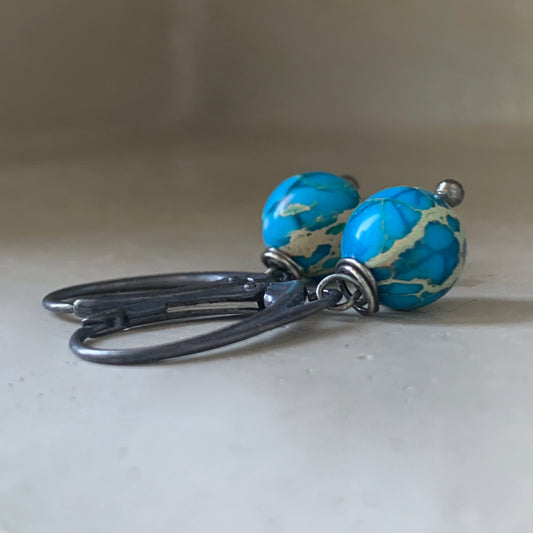 Earrings made of gemstones and silver 'Jasper Côte d'Azur'