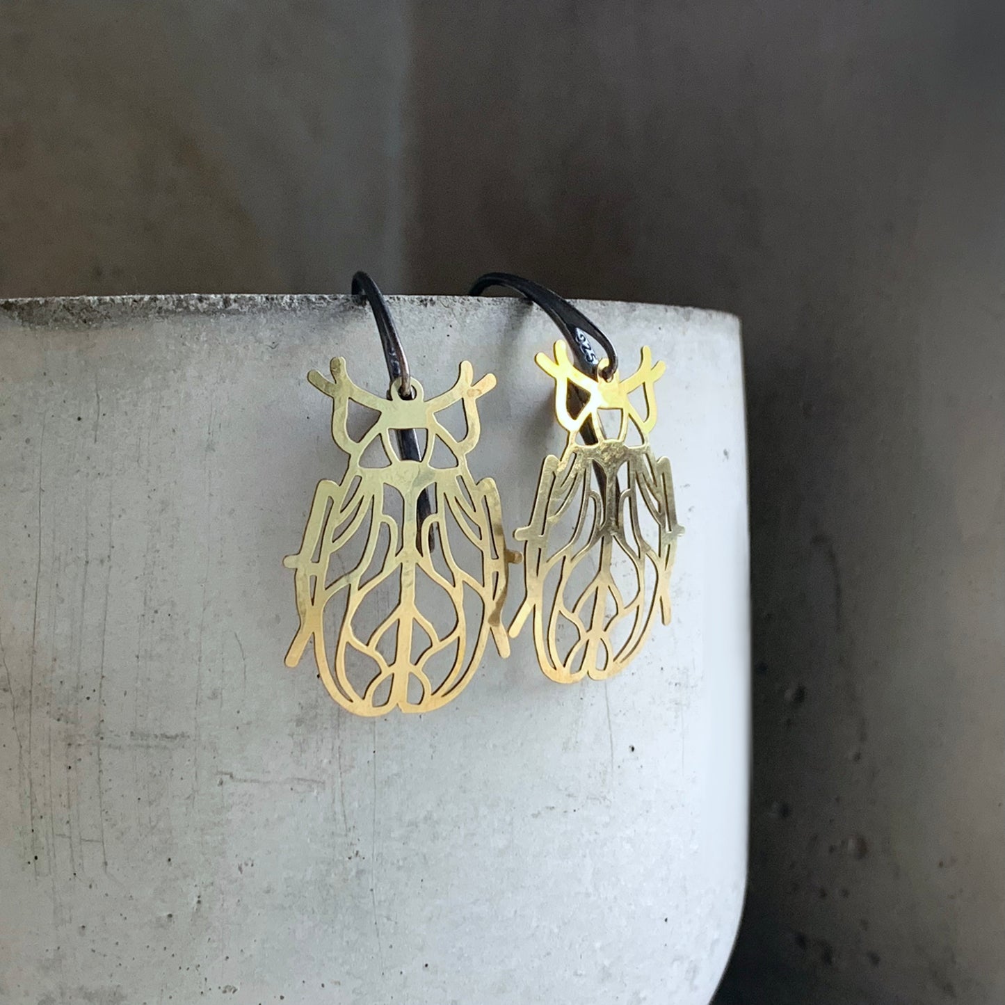 Openwork earrings in brass and silver 'Little Life'