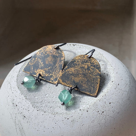 Earrings made of brass, silver and aventurine 'Stars over the Sahara'