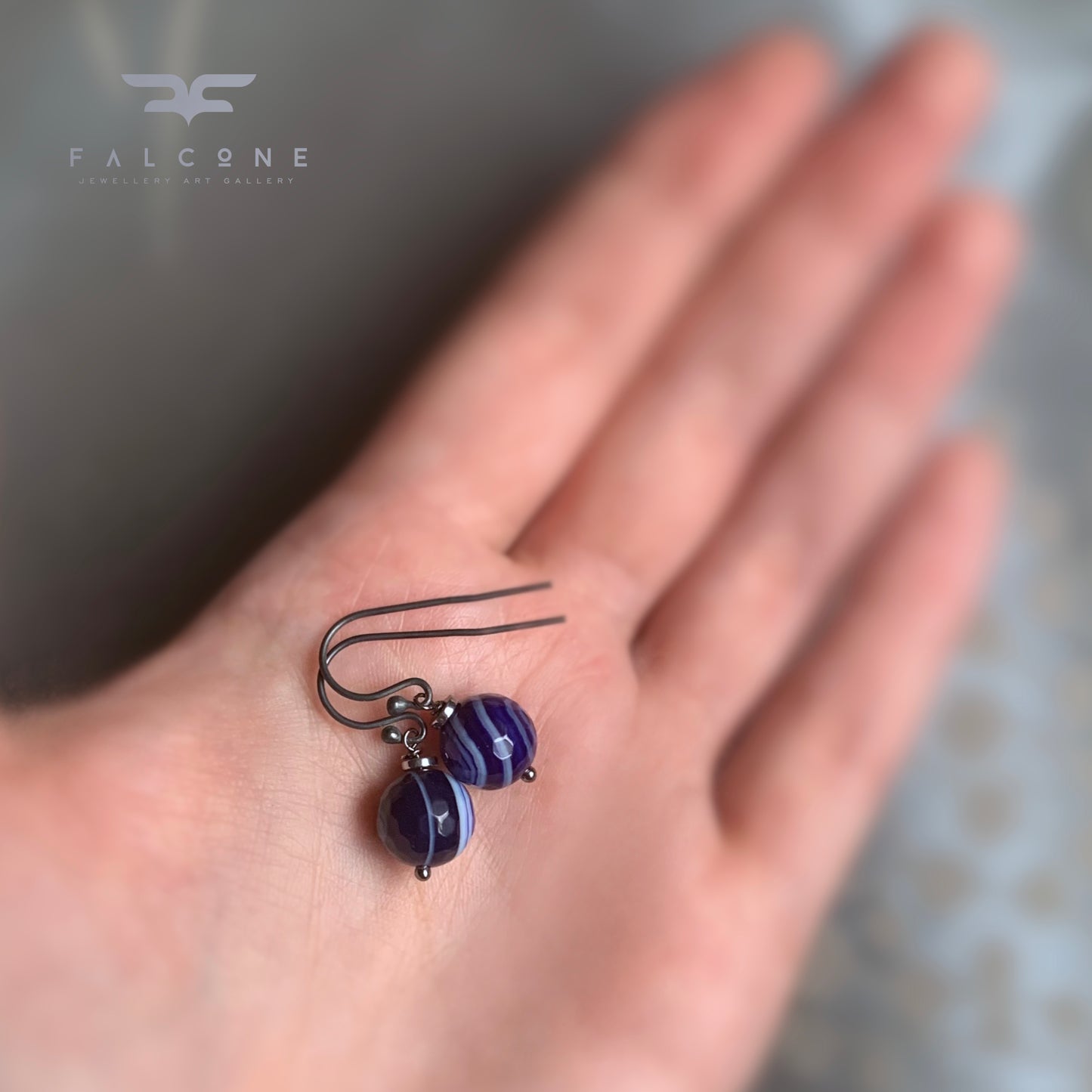Agate and Sterling Silver Earrings 'From the Inkwell'