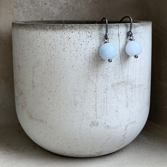 Jade and Sterling Silver Earrings 'Heaven Blue'