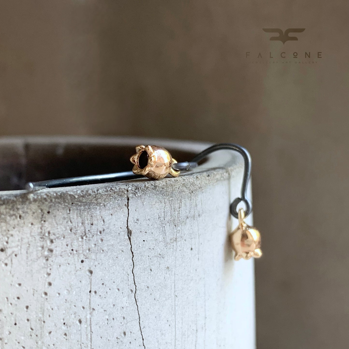 Tiny Gold-Plated Brass & Sterling Silver Earrings 'Berries Gold'