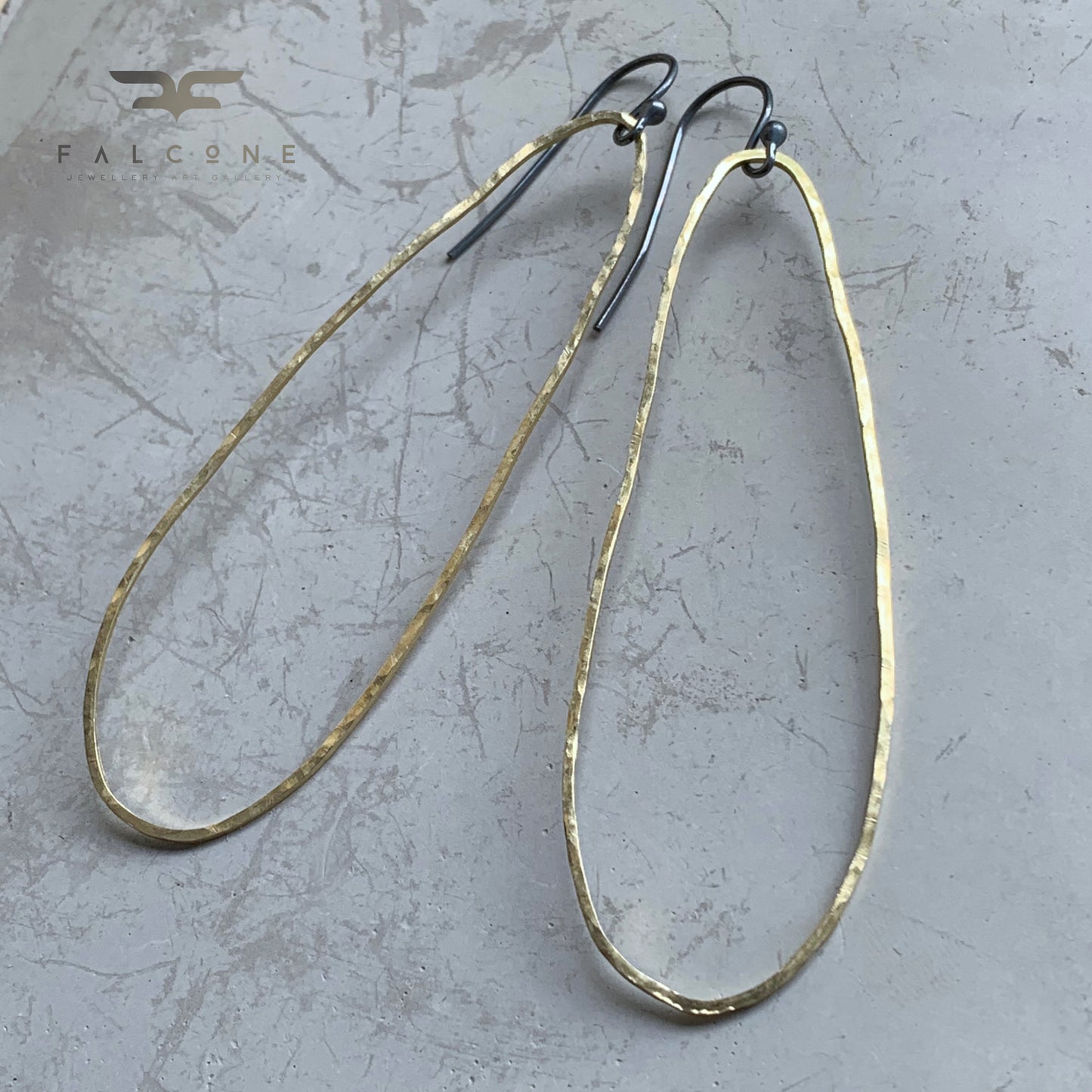 Brass and Silver Earrings 'Irregular Long'