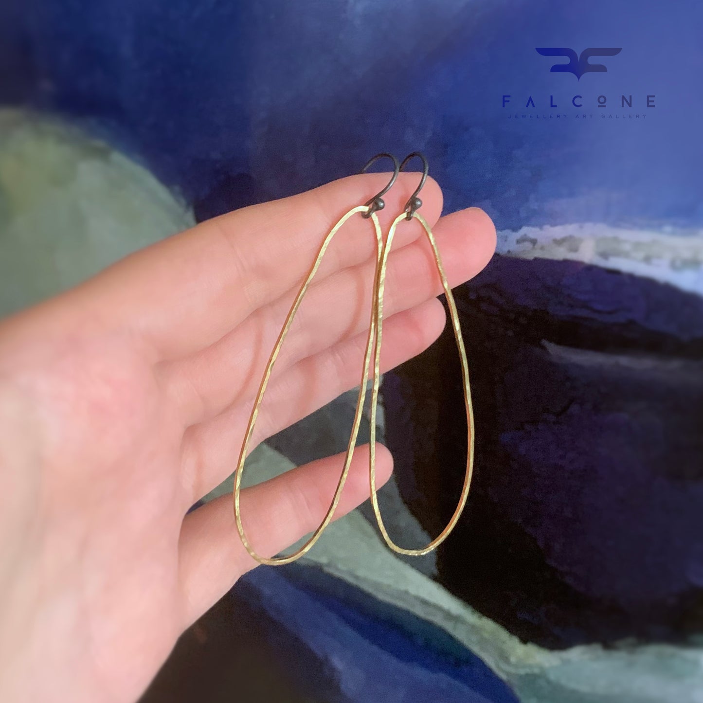 Brass and Silver Earrings 'Irregular Long'