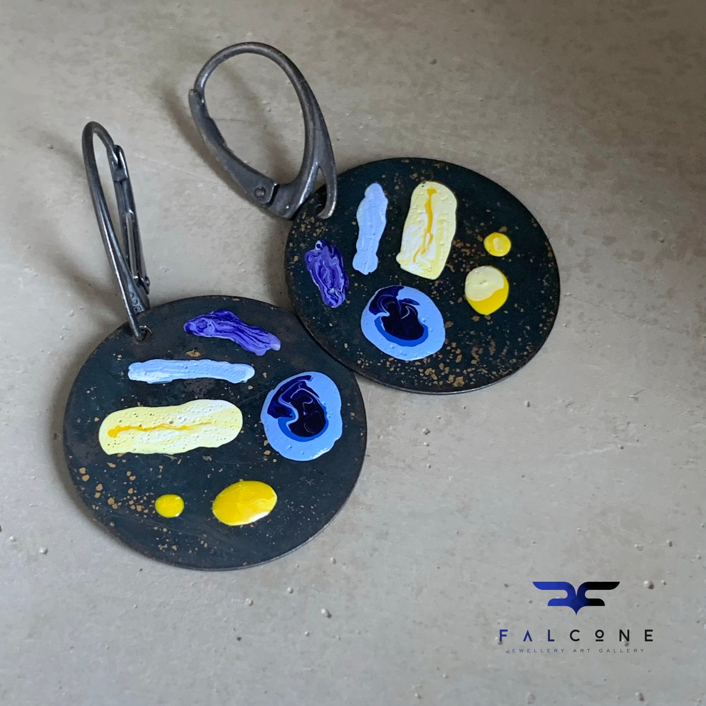 Unique brass & silver earrings 'Life on the Reef'