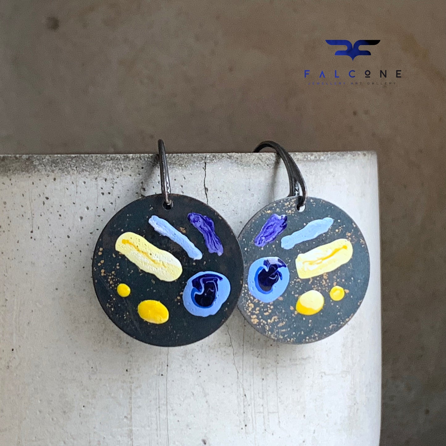 Unique brass & silver earrings 'Life on the Reef'