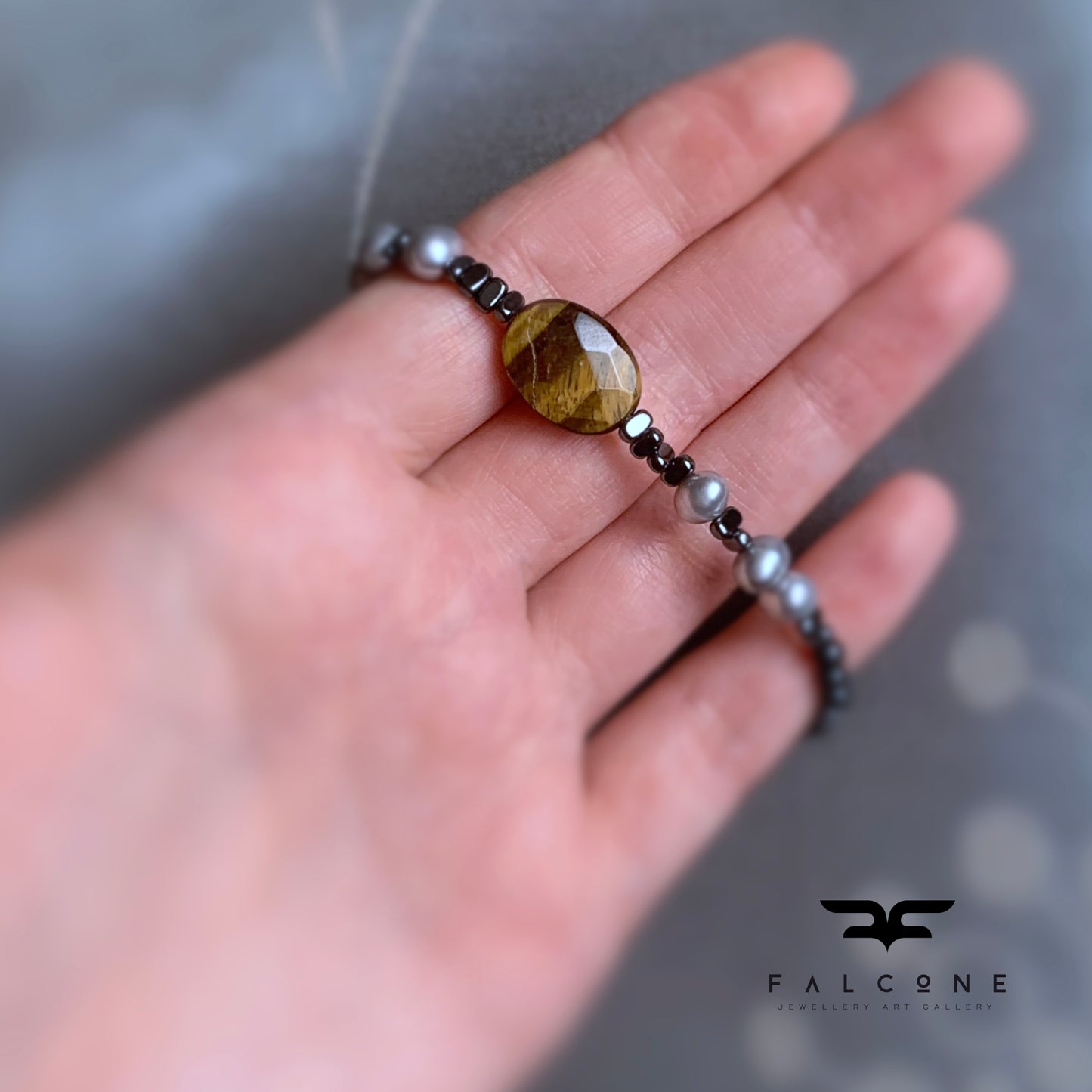 Pulsera con Gemas y Plata 'Con Ojo de Tigre'