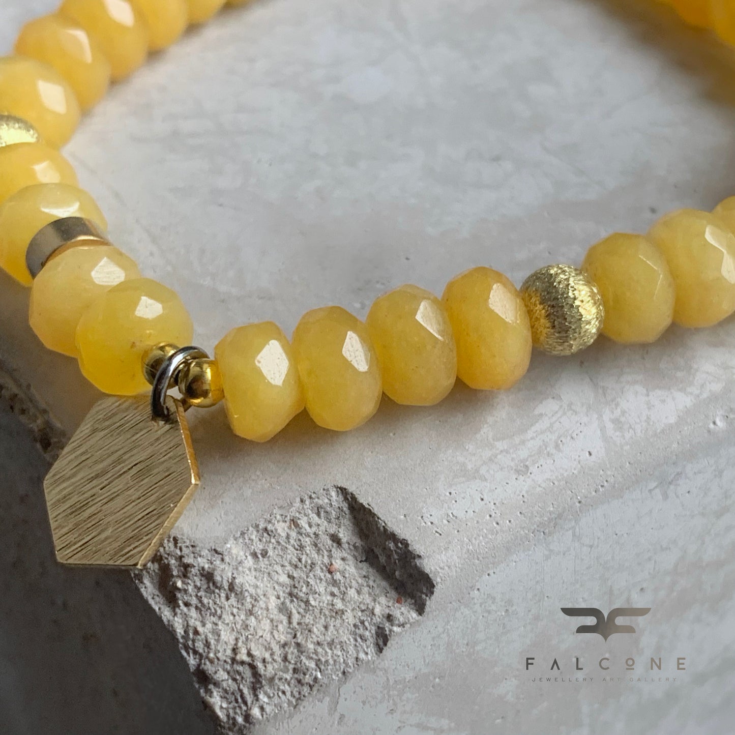 Gemstone and Brass Bracelet 'Honey – Jadeite & Brass'