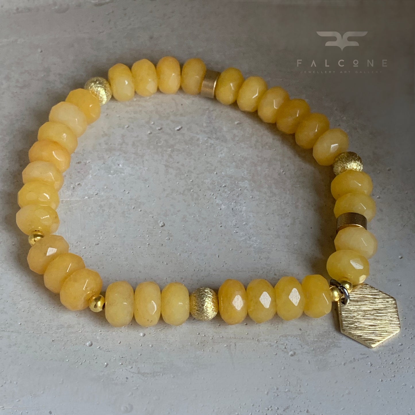 Gemstone and Brass Bracelet 'Honey – Jadeite & Brass'