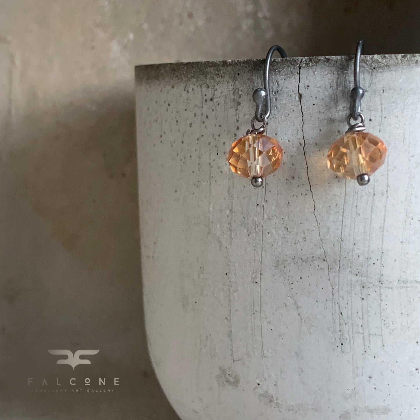 Sterling Silver and Glass Earrings 'Warm Lanterns'