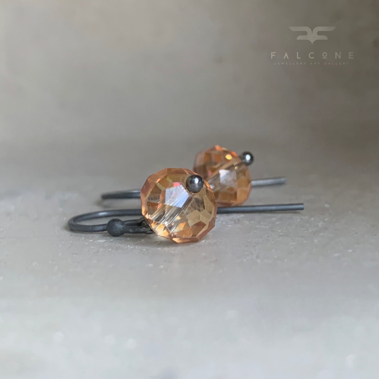 Sterling Silver and Glass Earrings 'Warm Lanterns'