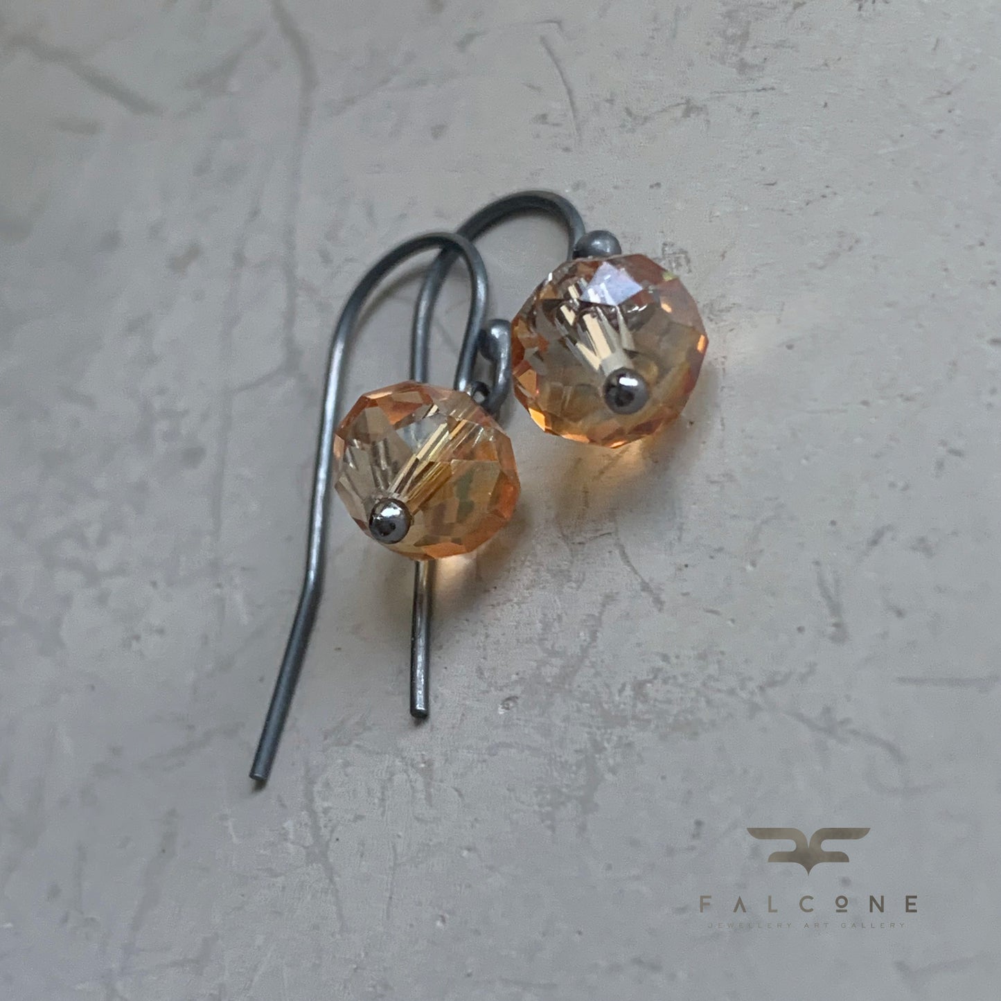 Sterling Silver and Glass Earrings 'Warm Lanterns'