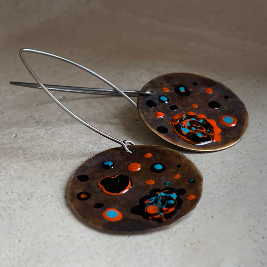 Brass and Sterling Silver Earrings 'Cosmic Garden'