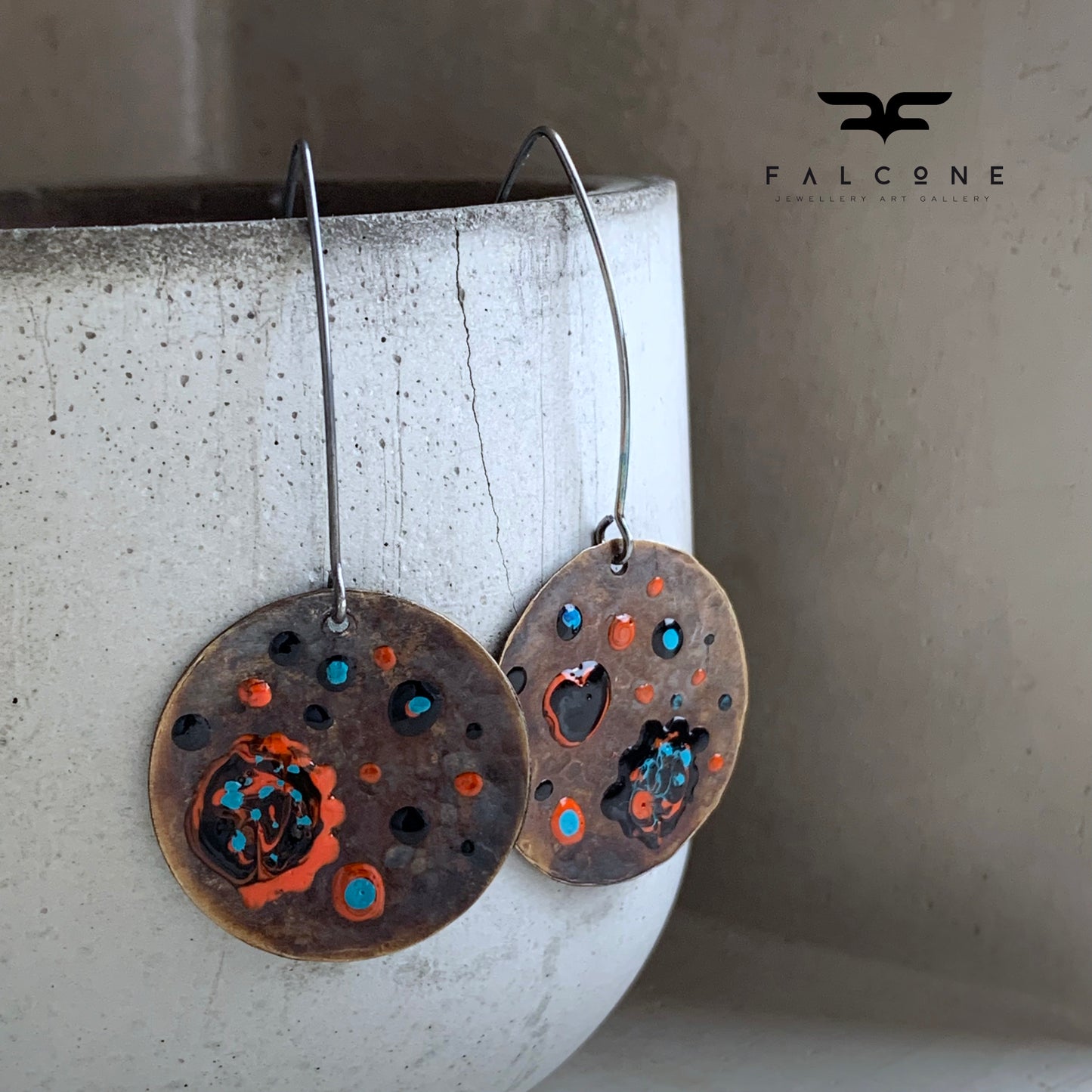 Brass and Sterling Silver Earrings 'Cosmic Garden'