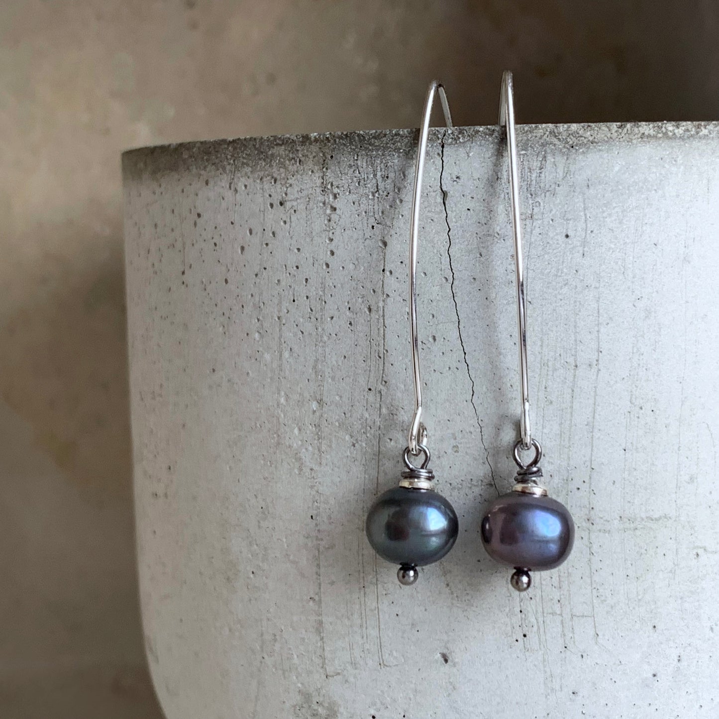 Pendientes con perlas naturales de agua dulce y plata de ley 'Perlas Negras'