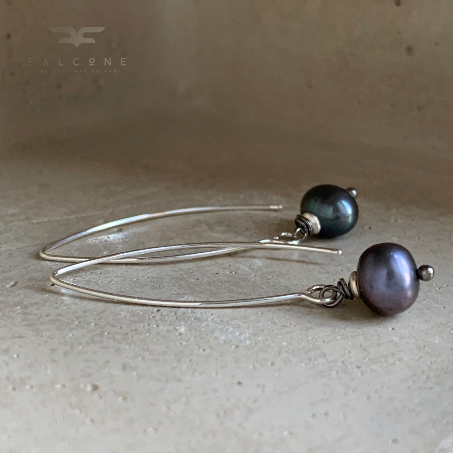 Pendientes con perlas naturales de agua dulce y plata de ley 'Perlas Negras'