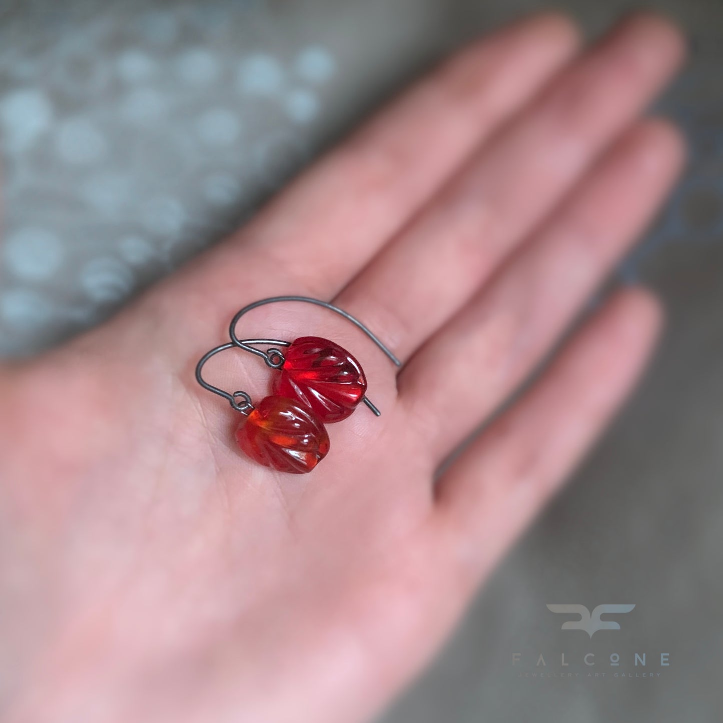 Pendientes de vidrio y plata ‘Cristal Rojo’