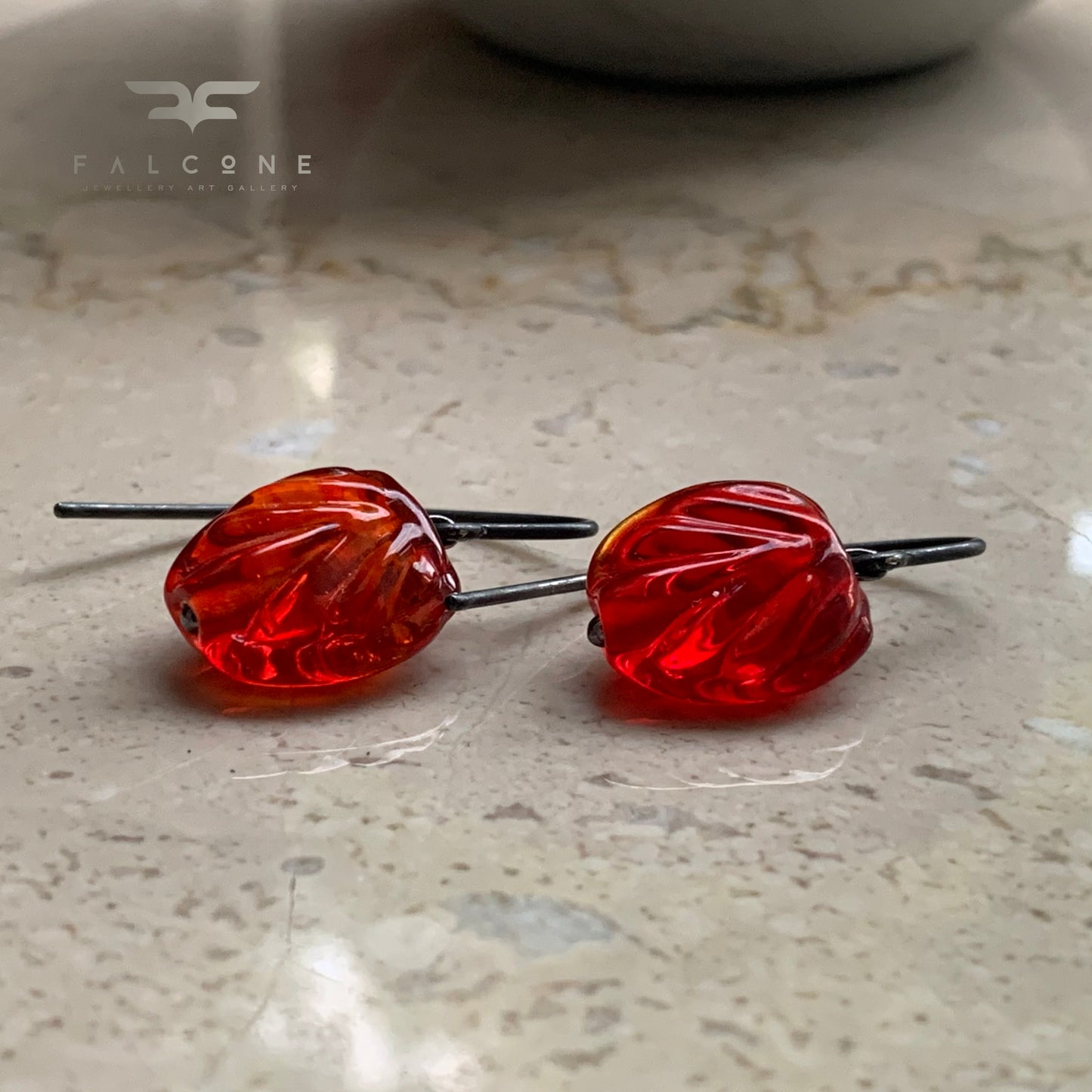 Pendientes de vidrio y plata ‘Cristal Rojo’