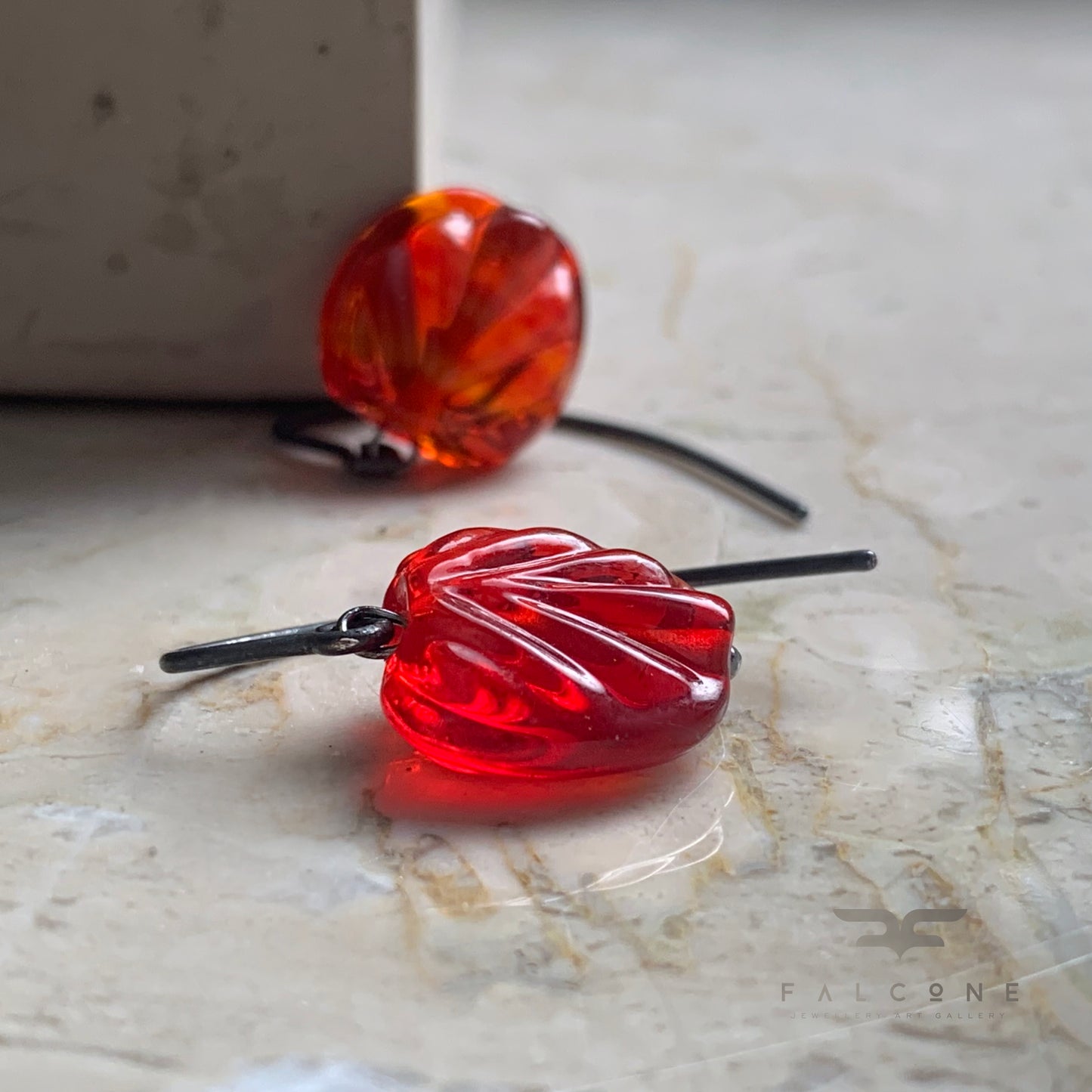 Pendientes de vidrio y plata ‘Cristal Rojo’