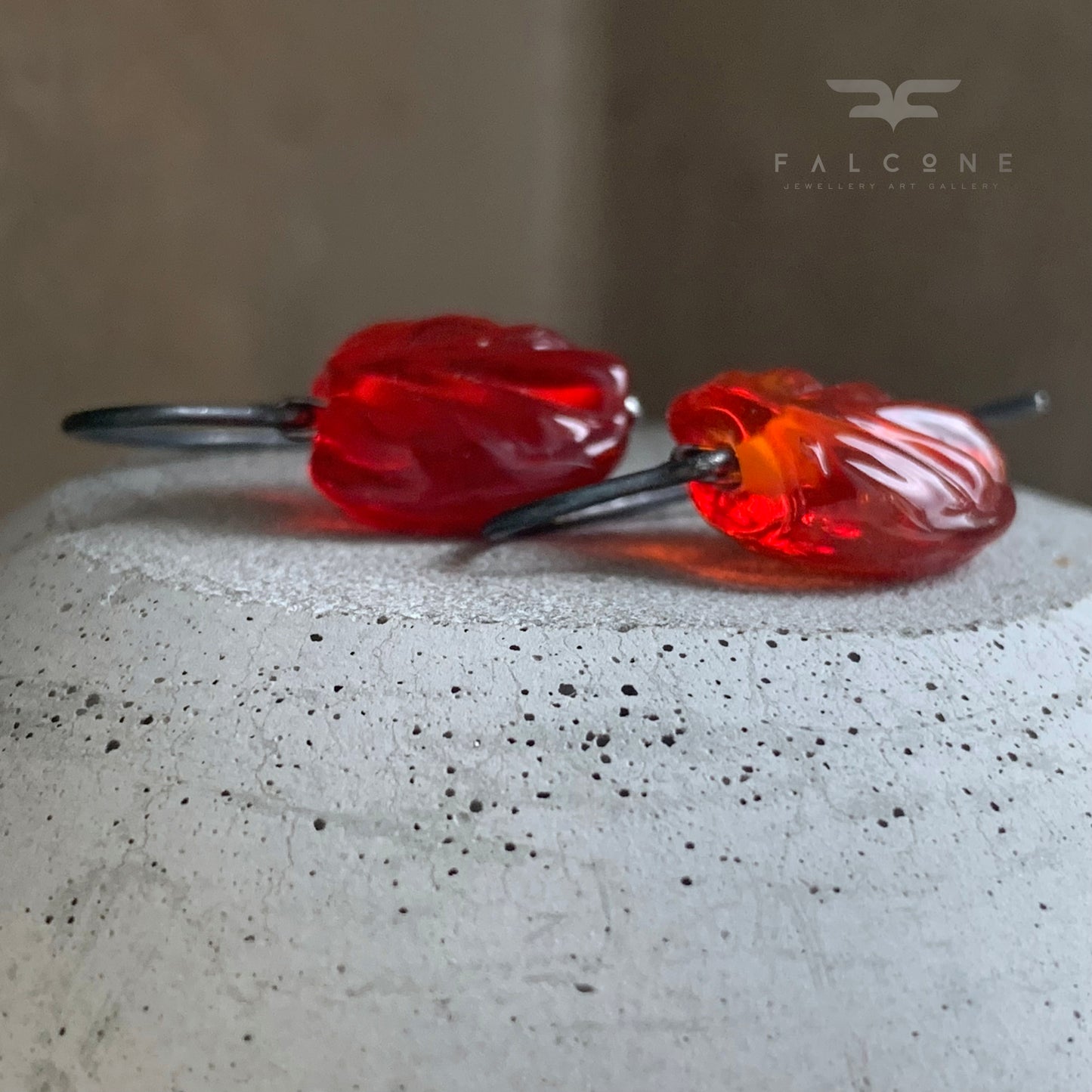Pendientes de vidrio y plata ‘Cristal Rojo’