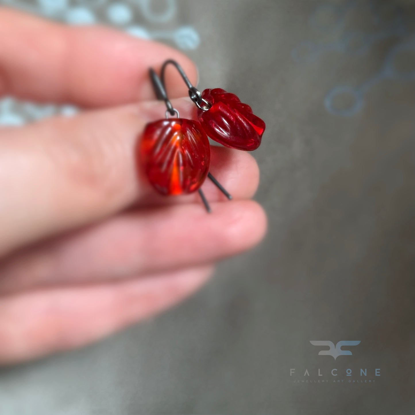 Pendientes de vidrio y plata ‘Cristal Rojo’