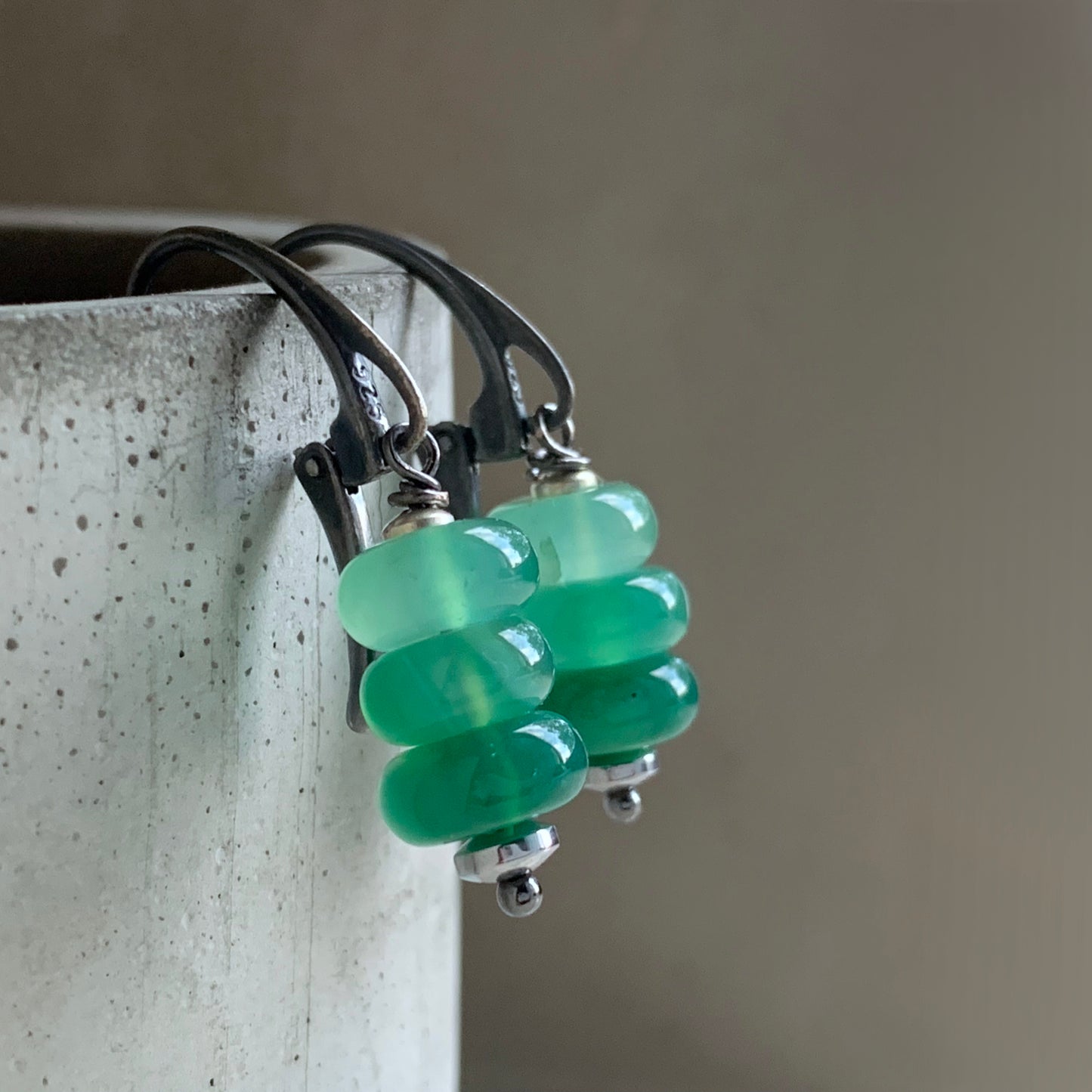 Green Agate Earrings 'Fairy-Tale Forest'
