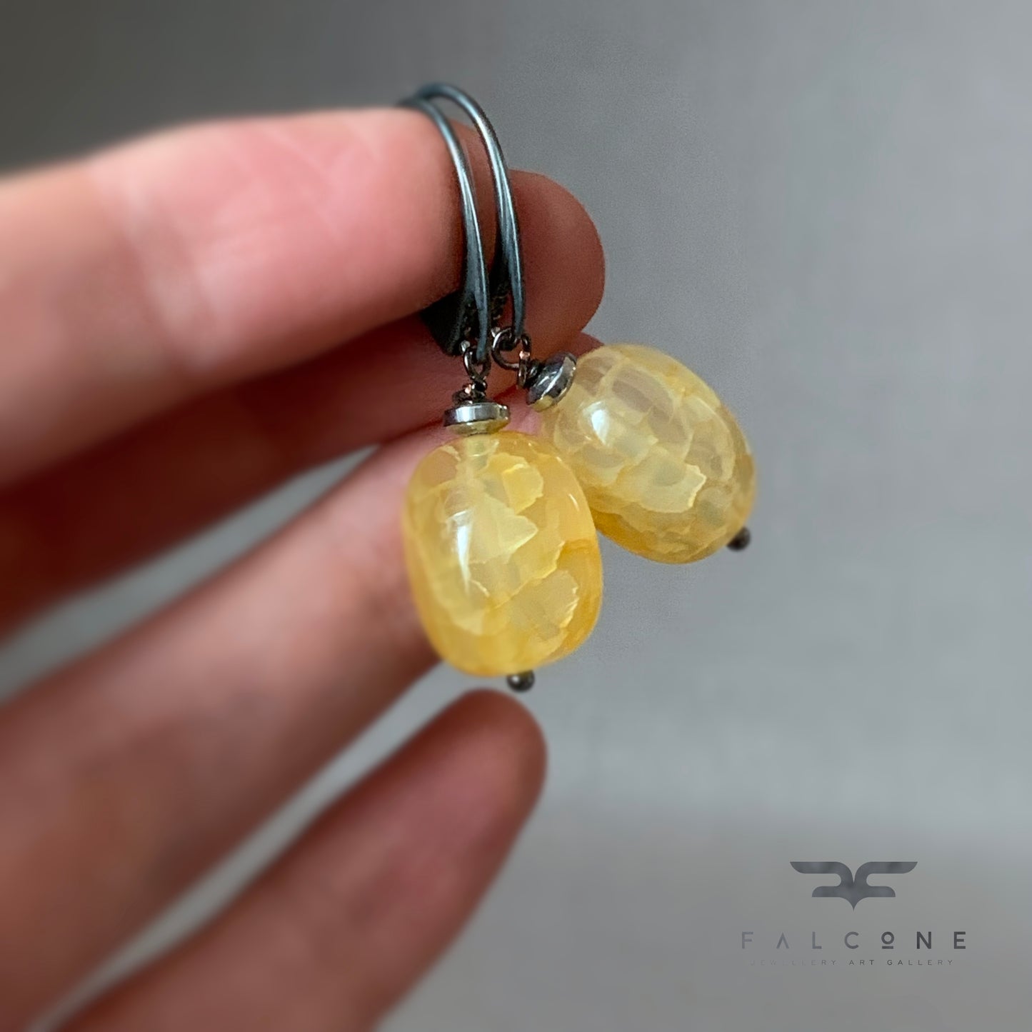 Pendientes de piedras preciosas y plata 'Plata y Ágata - Miel'