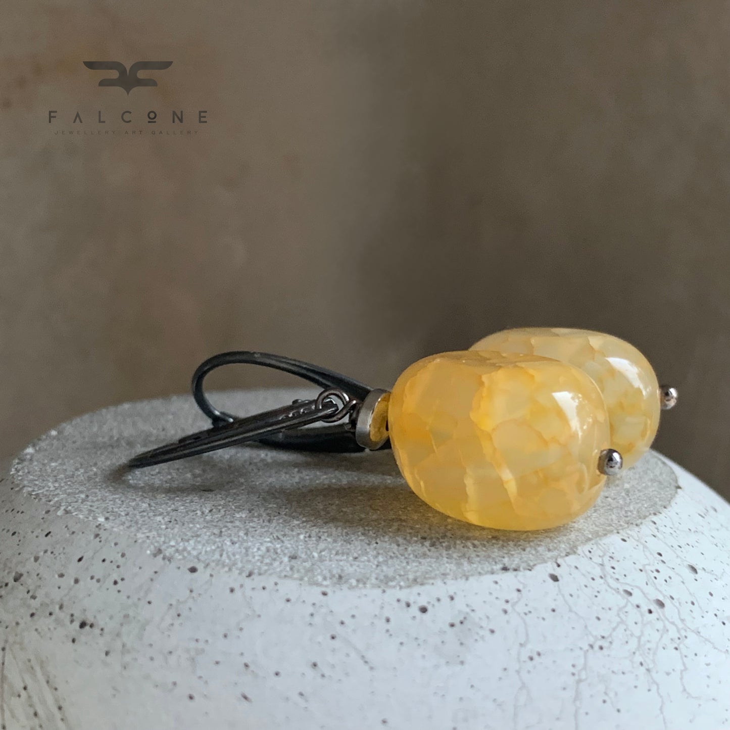 Pendientes de piedras preciosas y plata 'Plata y Ágata - Miel'