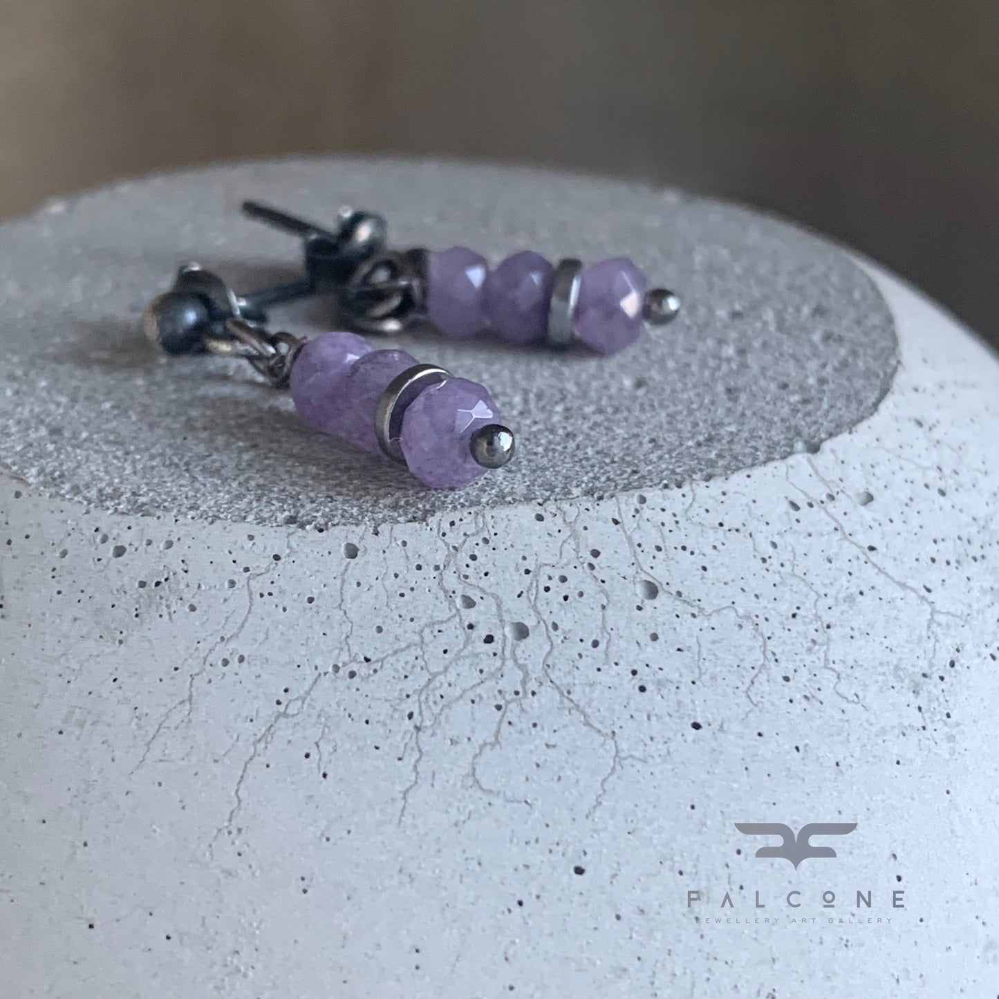 Pendientes de plata de ley y jadeíta 'Lavanda Provenzal'