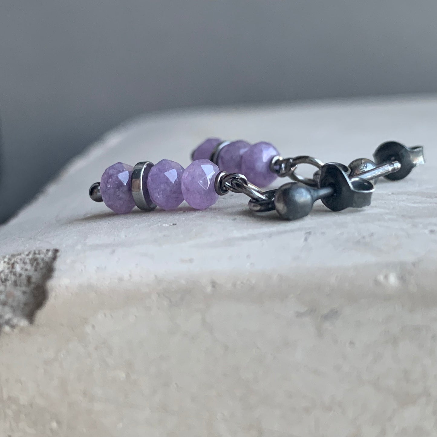 Pendientes de plata de ley y jadeíta 'Lavanda Provenzal'
