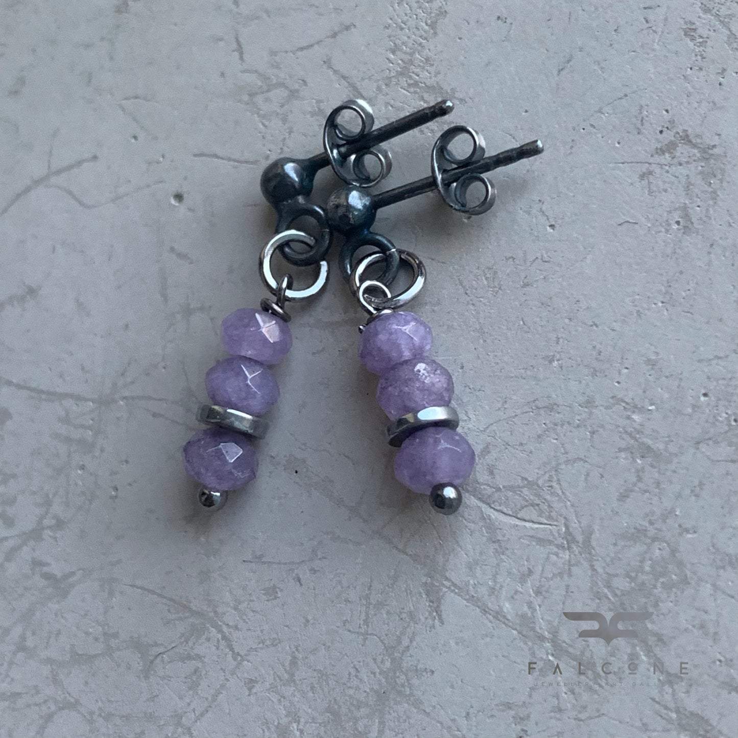 Pendientes de plata de ley y jadeíta 'Lavanda Provenzal'