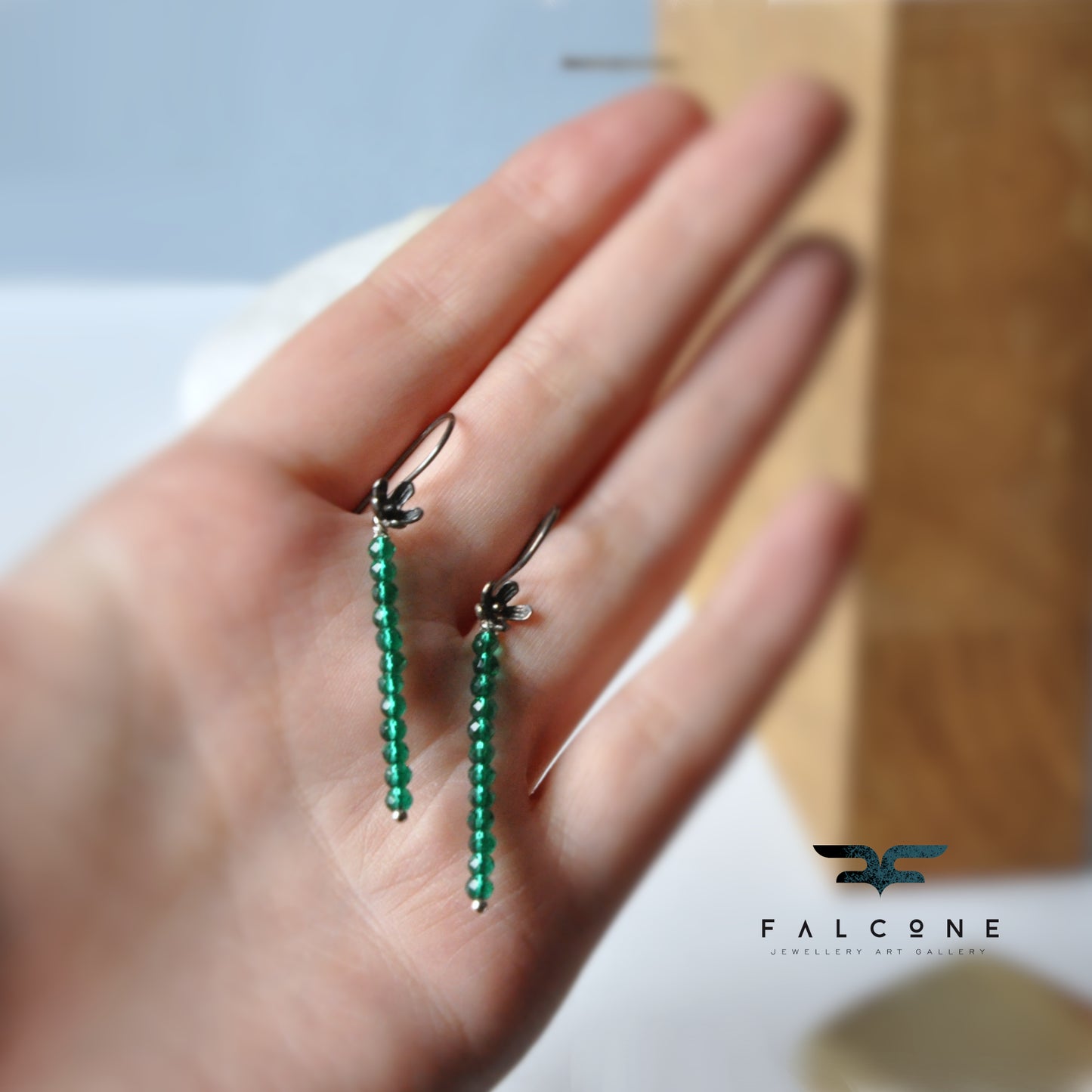Earrings made of silver and faceted spinel beads 'Spinel Stalks'