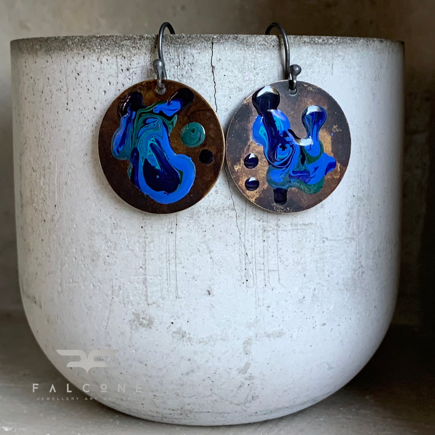 Brass and Silver Earrings 'Sea Creature – Hidden Moray Eel'