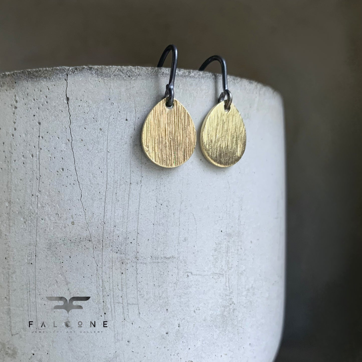 Earrings in brass and silver 'Midas Tears'