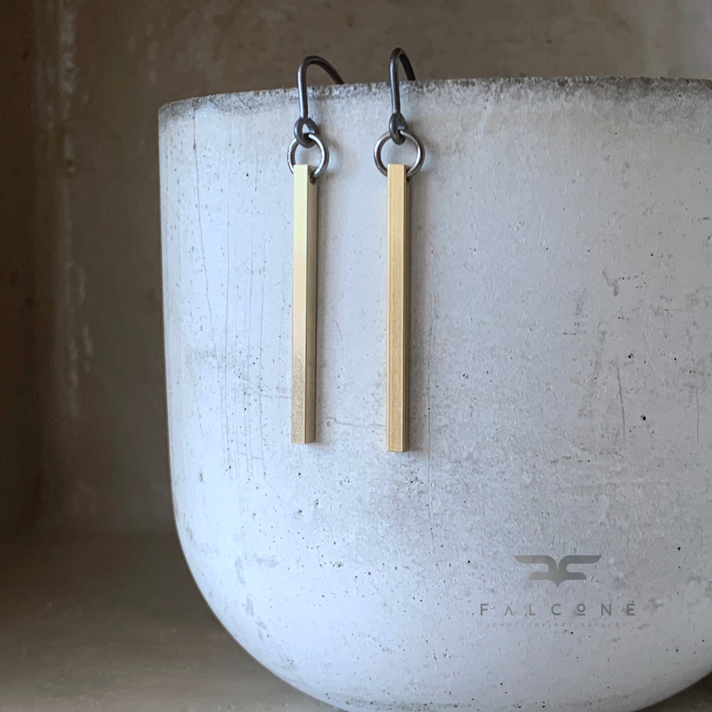 Silver and brass earrings in geometric form 'Simple Golden Brass'