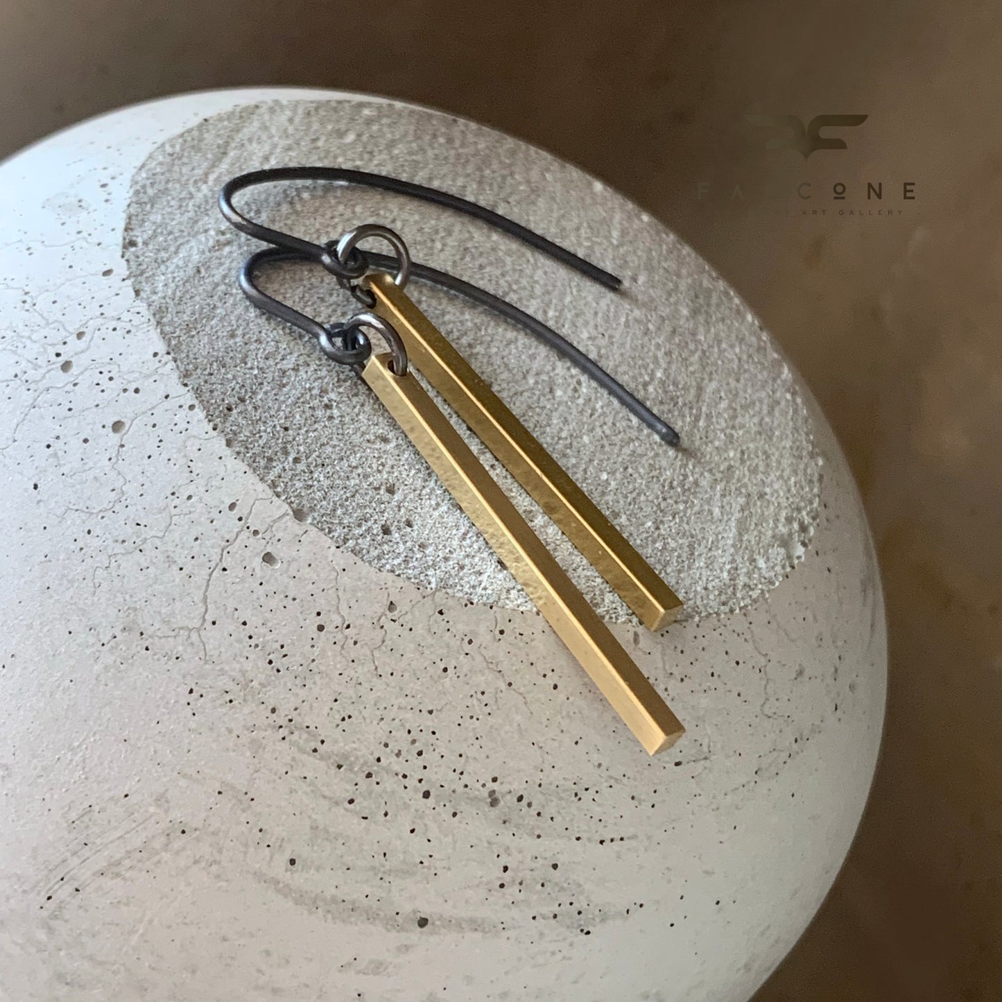 Silver and brass earrings in geometric form 'Simple Golden Brass'