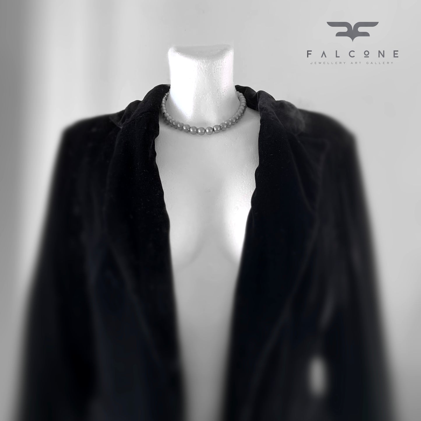 Glass Pearl and Plated Hematite Necklace / Choker 'Pistachio'