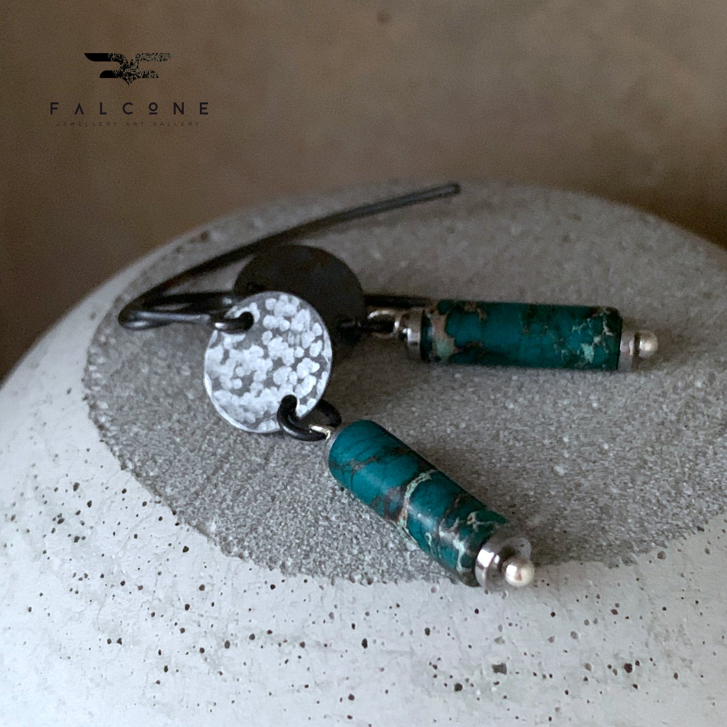 Silver earrings with imperial jasper 'Forest'
