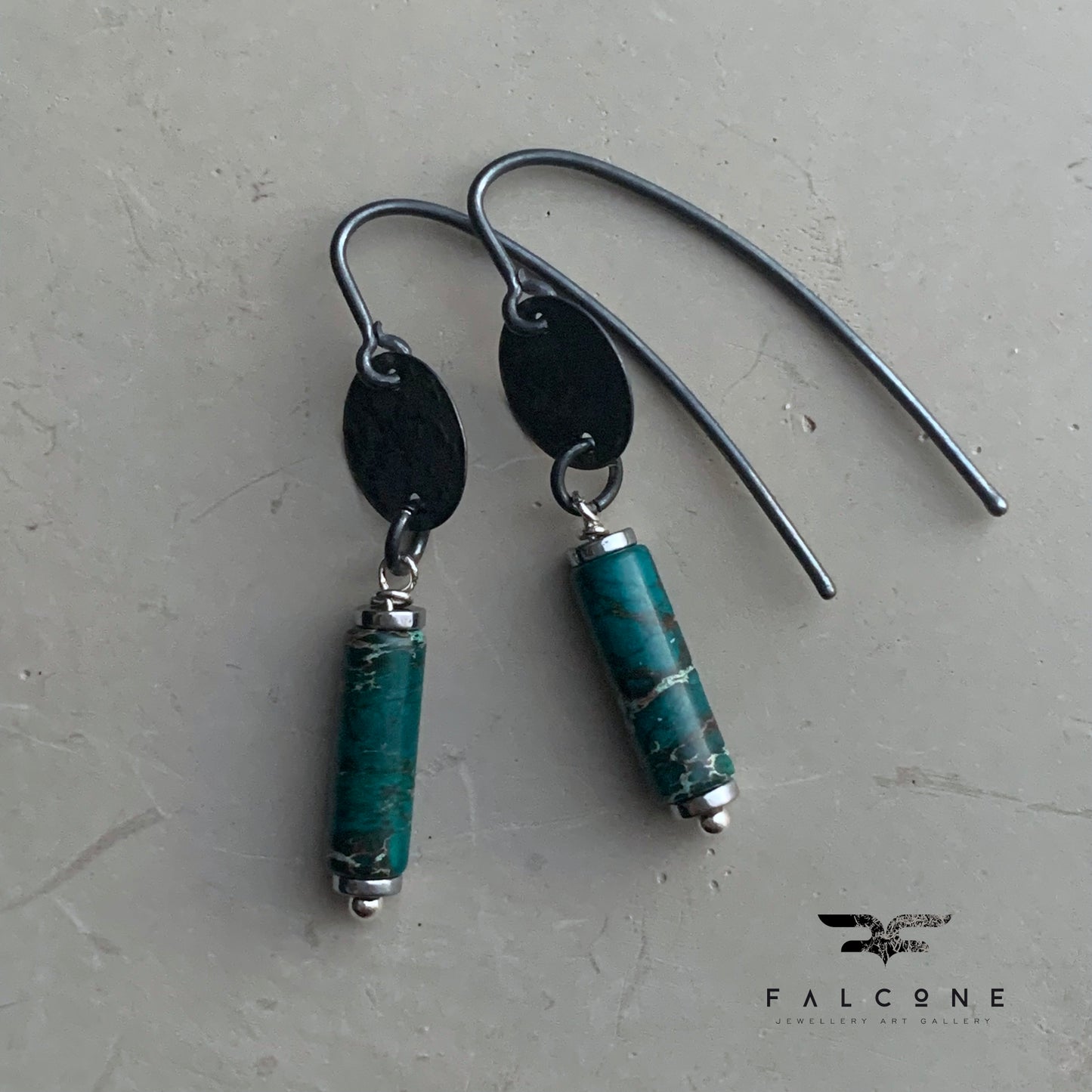 Silver earrings with imperial jasper 'Forest'
