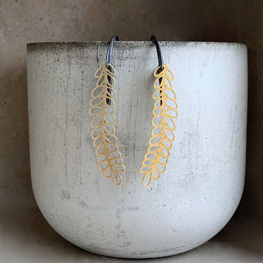 Brass and Sterling Silver Earrings 'Golden Wheat'