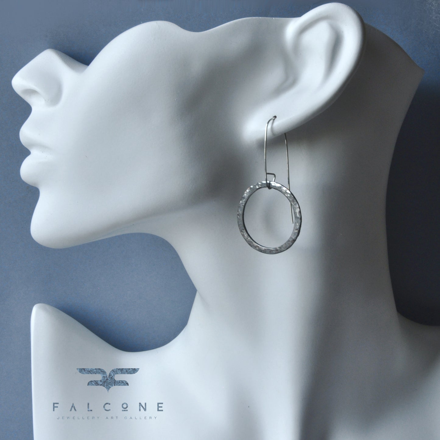 Artisanal earrings in copper and silver 'Rustic Large Circles'