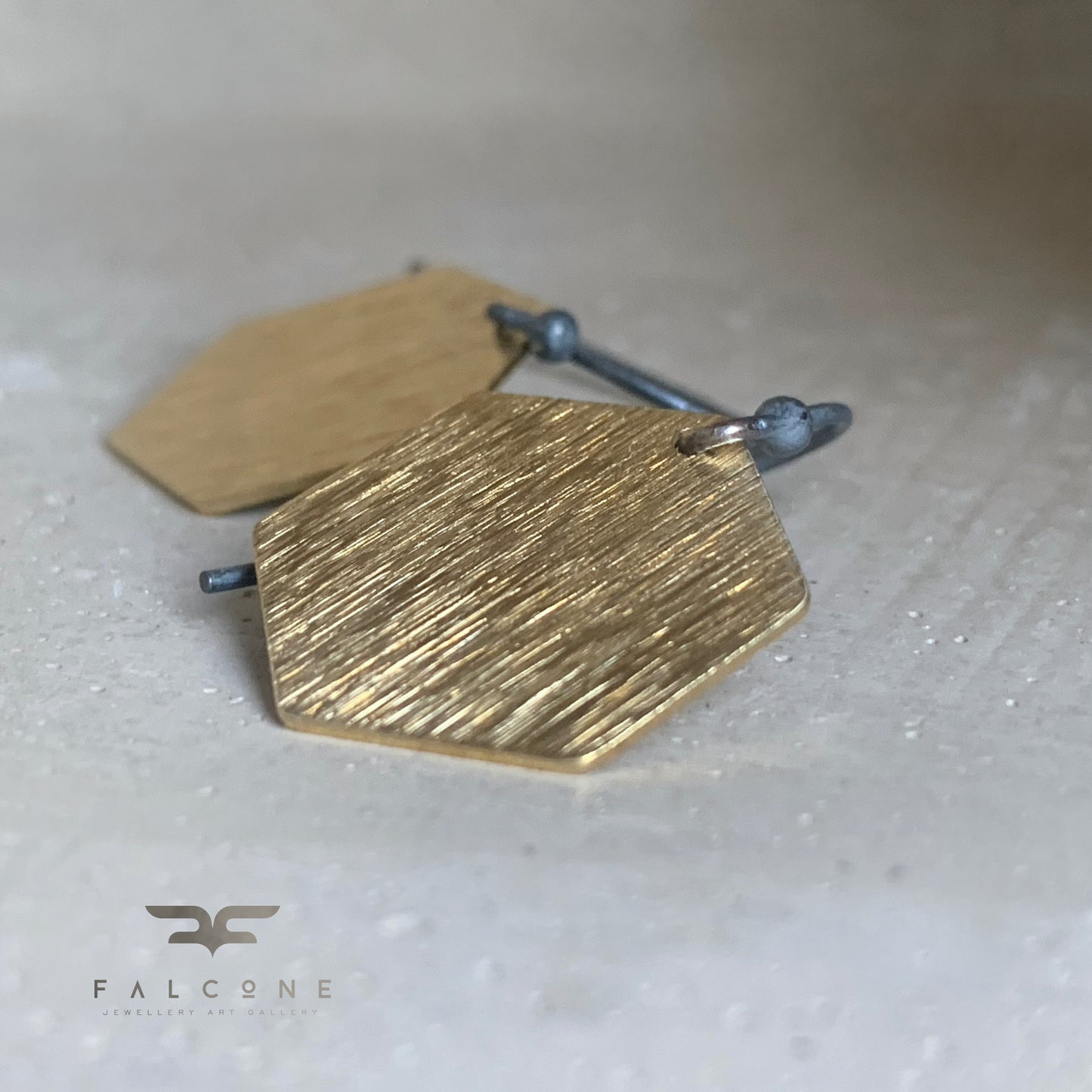 Gemstone Bracelet & Geometric Earrings Set 'Honey – Jadeite, Brass & Silver'